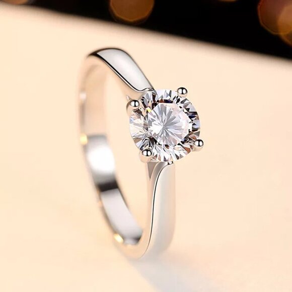 2 Carat Lab Diamond Solitaire 4 Prong Setting Ring - Picture 2 of 2